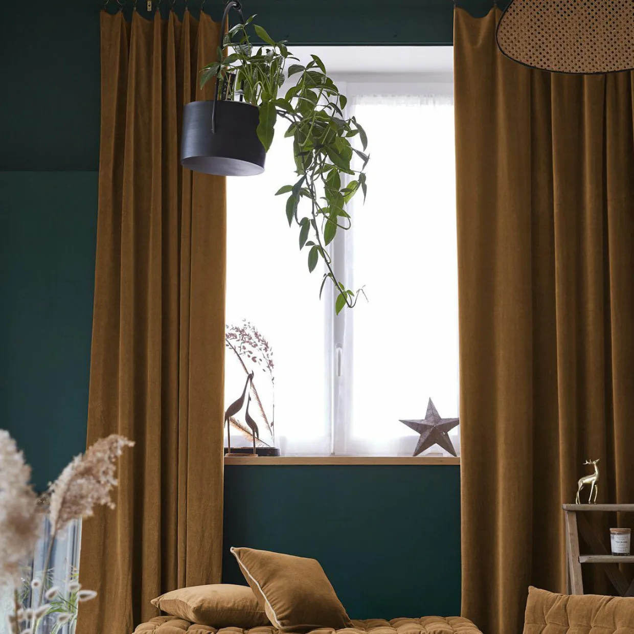 Rideau velours de coton ajustable (140 x max 270 cm) Victor Camel