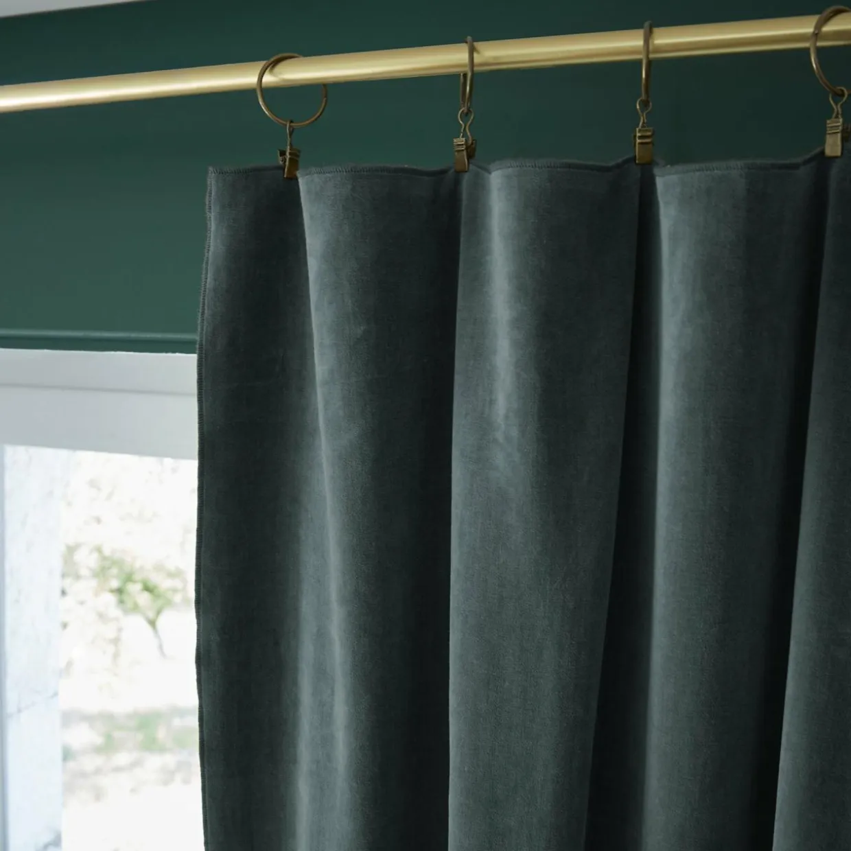 Rideau velours de coton ajustable (140 x max 270 cm) Victor Gris ardoise