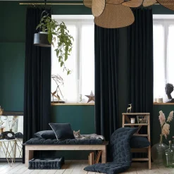 Rideau velours de coton ajustable (140 x max 270 cm) Victor Bleu nuit