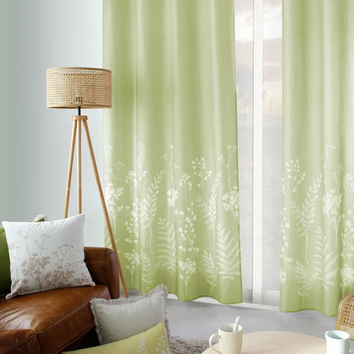 Rideau (135 x 240 cm) Herbier Vert tilleul
