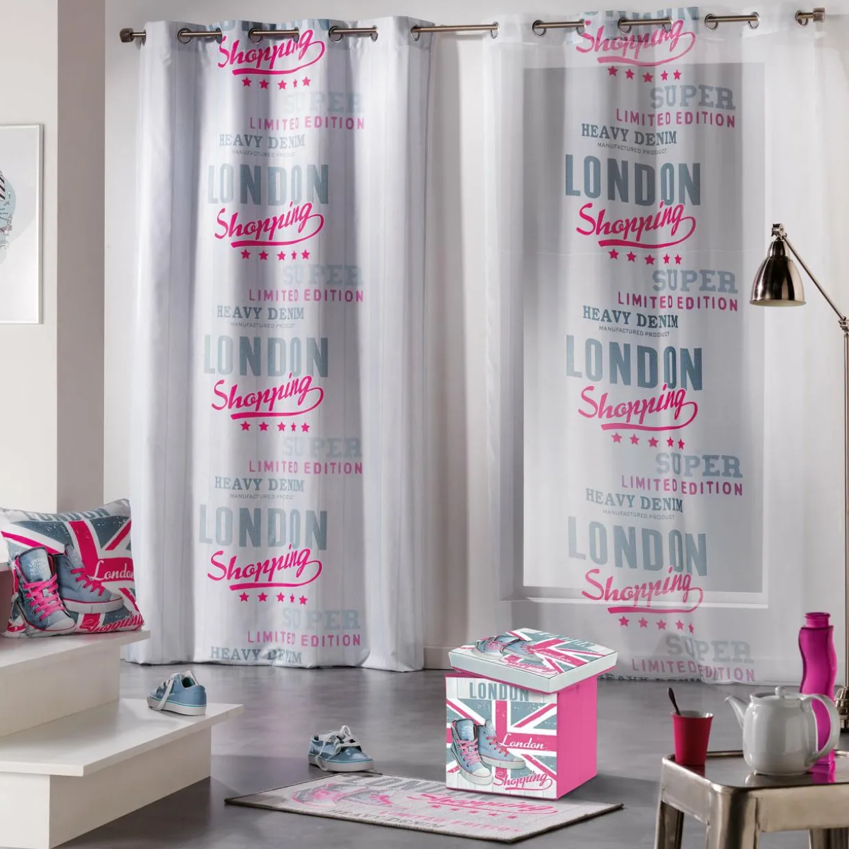 Rideau (140 x H240 cm) Girly London Blanc
