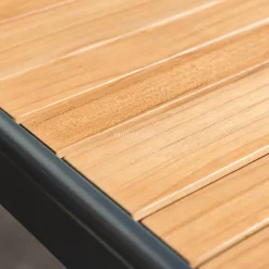 Salon de jardin aluminium et bois teck 5 places Bali Gris anthracite et ardoise