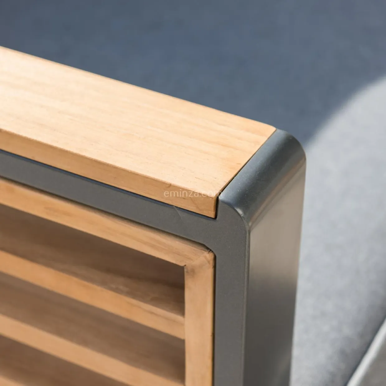 Salon de jardin aluminium et bois teck 5 places Bali Gris anthracite et ardoise