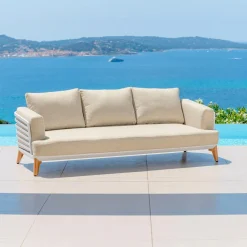 Salon de jardin aluminium 12 places 8 pcs Monte Carlo Blanc et beige