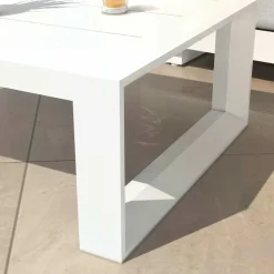 Salon de jardin aluminium 4 places 4 pcs Elba Blanc et beige