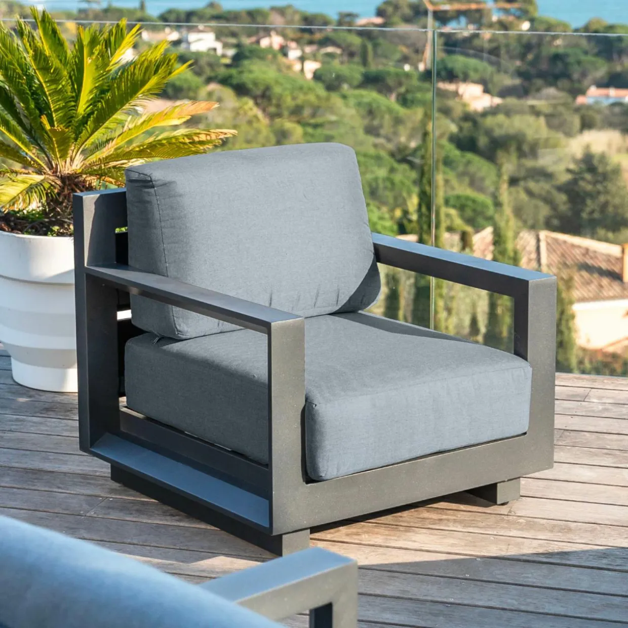 Salon de jardin aluminium 4 places 4 pcs Elba Gris anthracite
