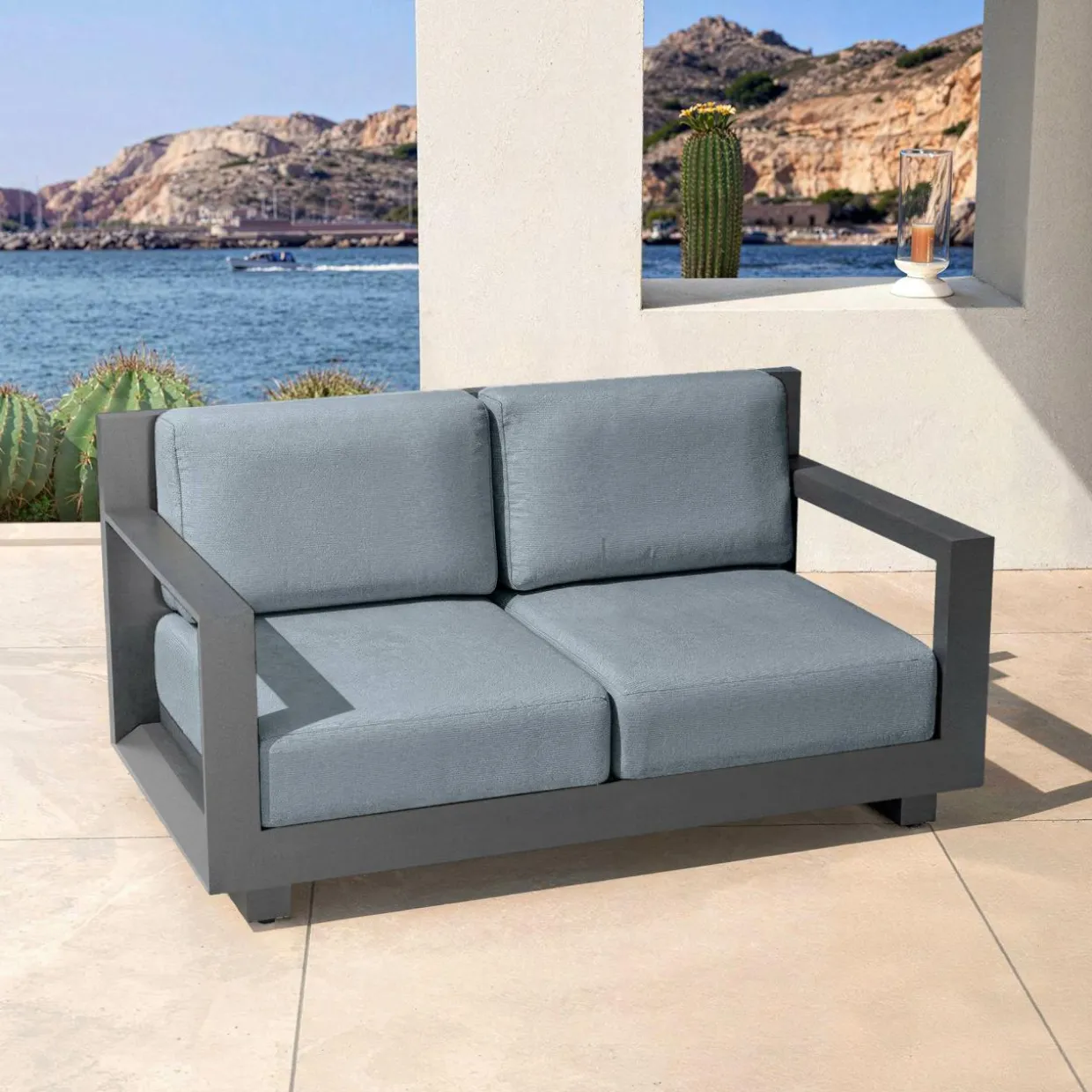 Salon de jardin aluminium 4 places 4 pcs Elba Gris anthracite