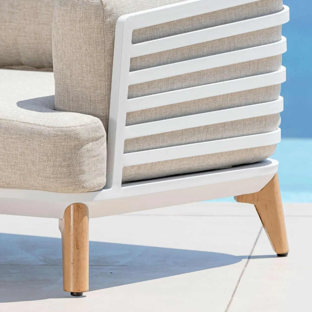 Salon de jardin aluminium 4 places 5 pcs Monte Carlo Blanc et taupe