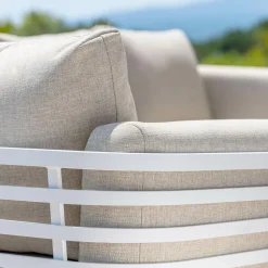 Salon de jardin aluminium 4 places 5 pcs Monte Carlo Blanc et taupe
