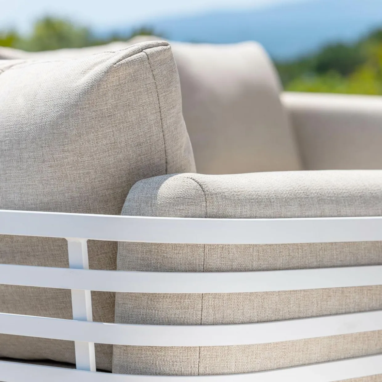 Salon de jardin aluminium 4 places 5 pcs Monte Carlo Blanc et taupe