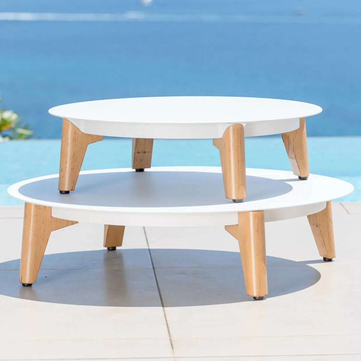 Salon de jardin aluminium 4 places 5 pcs Monte Carlo Blanc et taupe