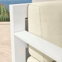 Salon de jardin aluminium 5 places 4 pcs Elba Blanc et beige