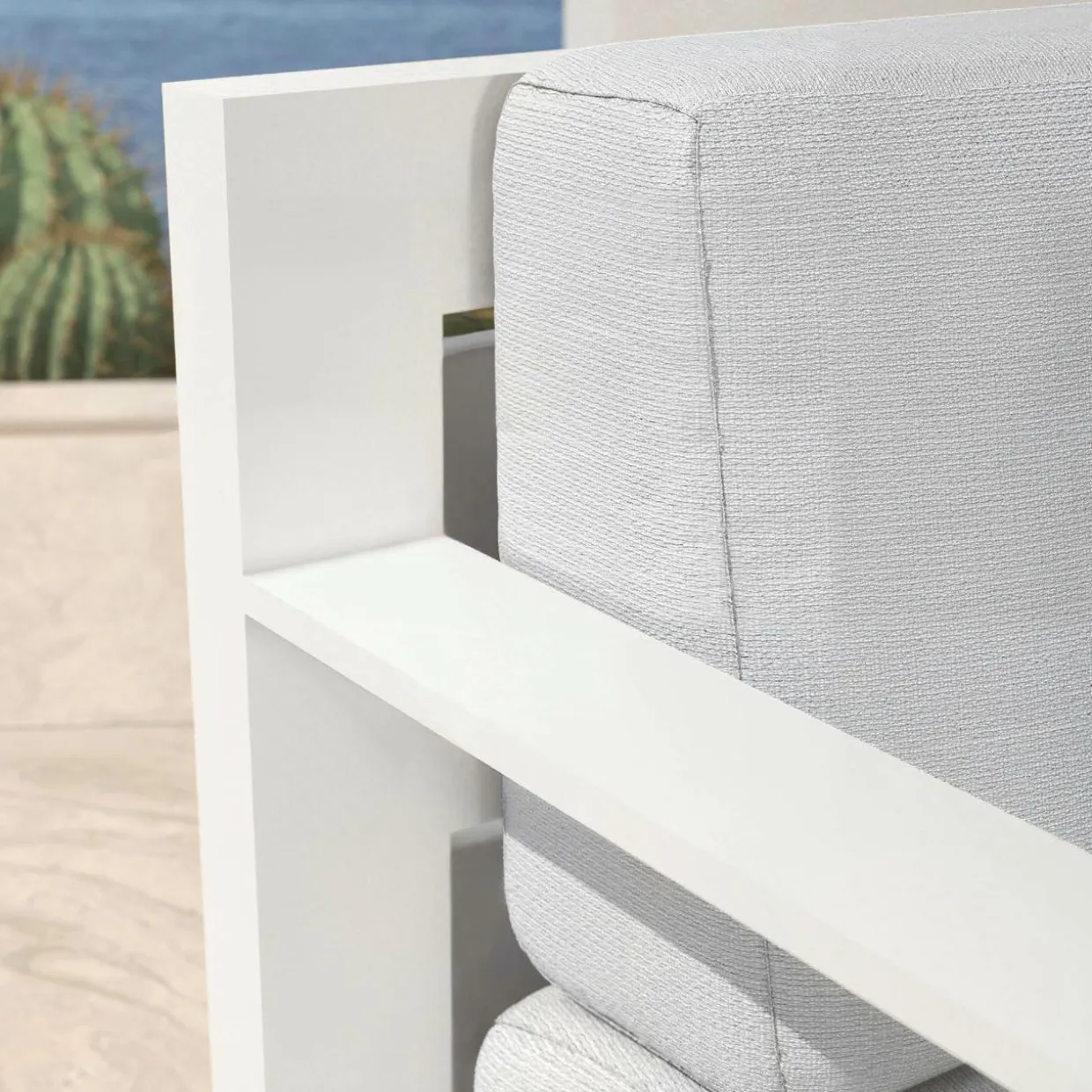 Salon de jardin aluminium 5 places 4 pcs Elba Blanc et gris clair