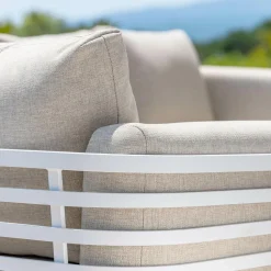 Salon de jardin aluminium 5 places 5 pcs Monte Carlo Blanc et taupe