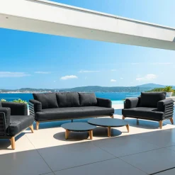 Salon de jardin aluminium 5 places 5 pcs Monte Carlo Gris anthracite