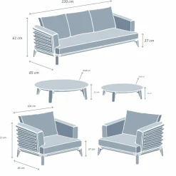 Salon de jardin aluminium 5 places 5 pcs Monte Carlo Gris anthracite et beige