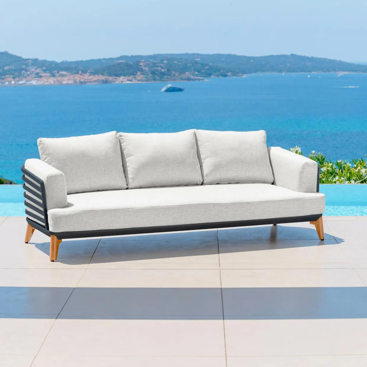 Salon de jardin aluminium 5 places 5 pcs Monte Carlo Gris anthracite et gris clair