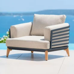 Salon de jardin aluminium 5 places 5 pcs Monte Carlo Gris anthracite et taupe