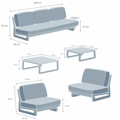 Salon de jardin aluminium 5 places Long Beach Blanc