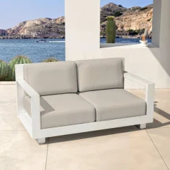 Salon de jardin aluminium 7 places 5 pcs Elba Blanc et taupe