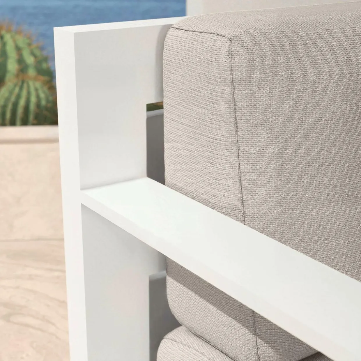 Salon de jardin aluminium 7 places 5 pcs Elba Blanc et taupe