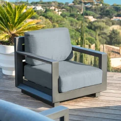 Salon de jardin aluminium 7 places 5 pcs Elba Gris anthracite