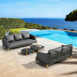 Salon de jardin aluminium 5 places 4 pcs Monte Carlo Gris anthracite