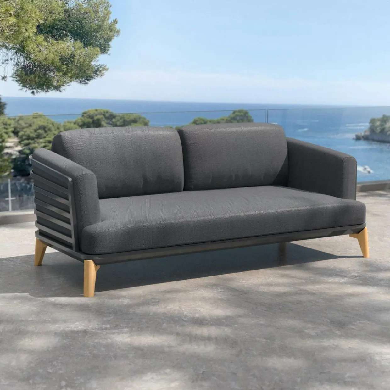 Salon de jardin aluminium 5 places 4 pcs Monte Carlo Gris anthracite
