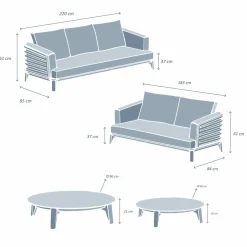 Salon de jardin aluminium 5 places 4 pcs Monte Carlo Gris anthracite
