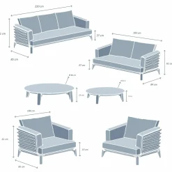 Salon de jardin aluminium 7 places 6 pcs Monte Carlo Gris anthracite et beige