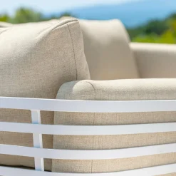 Salon de jardin aluminium 9 places 12 pcs Monte Carlo Blanc et beige