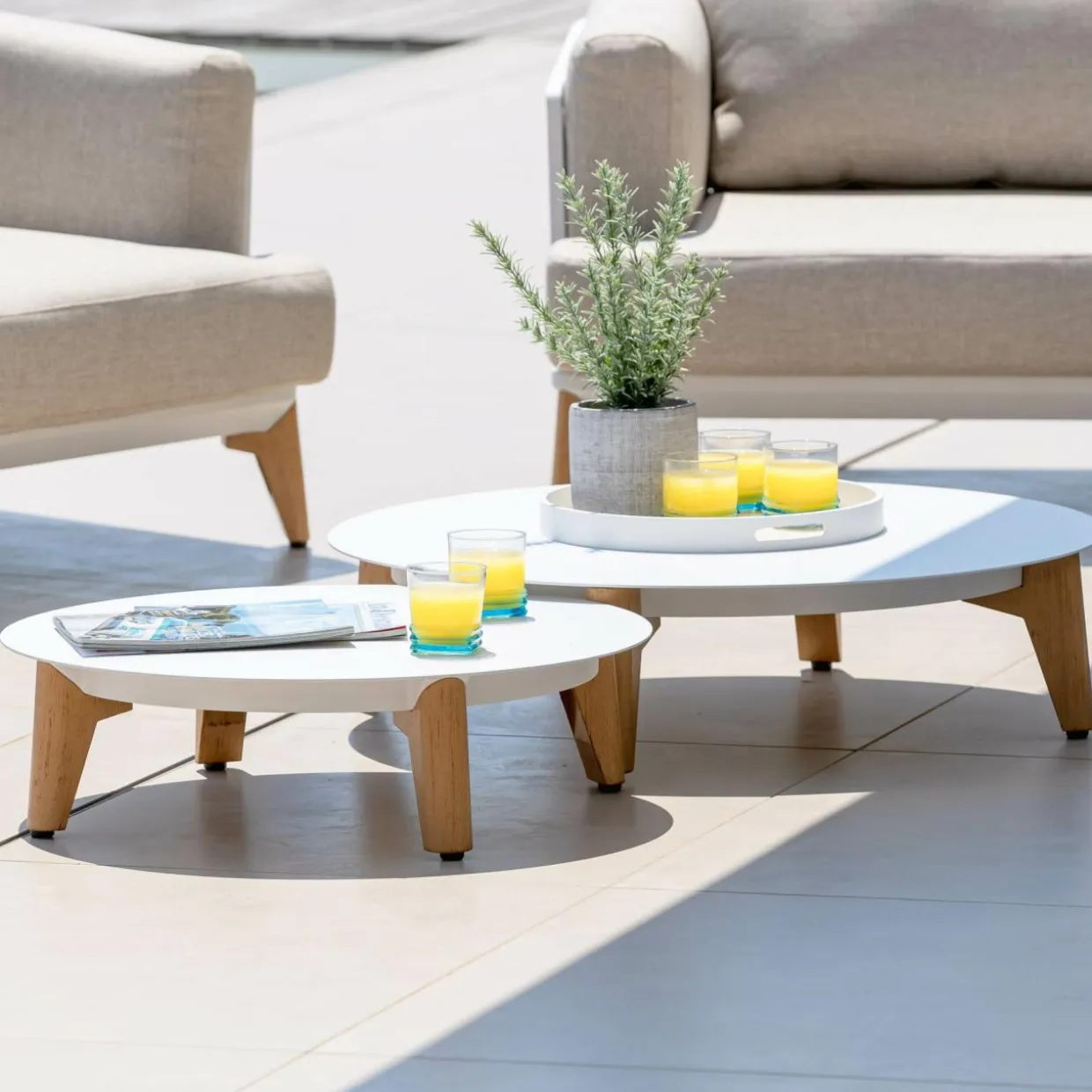 Salon de jardin aluminium 9 places 12 pcs Monte Carlo Blanc et gris clair
