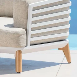Salon de jardin aluminium 9 places 12 pcs Monte Carlo Blanc et taupe