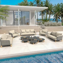 Salon de jardin aluminium 9 places 12 pcs Monte Carlo Gris anthracite et taupe