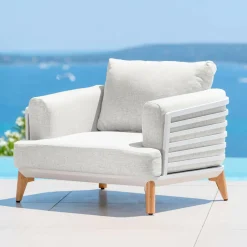 Salon de jardin aluminium 2 places 3 pcs Monte Carlo Blanc et gris clair
