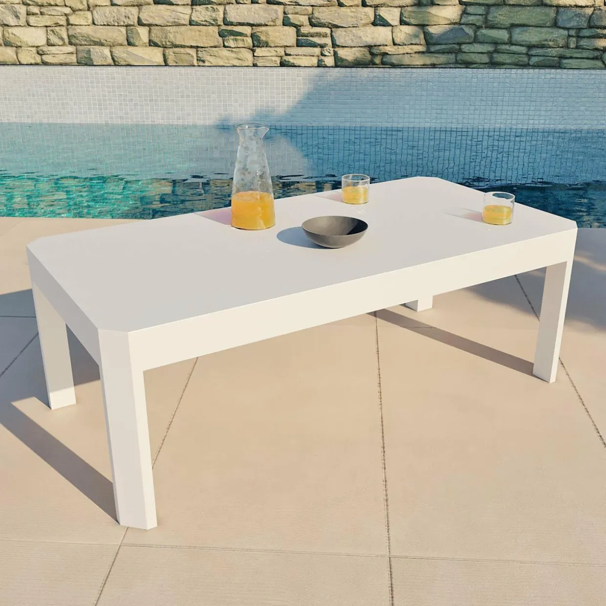 Salon de jardin d'angle en aluminium 6 places Ostara Blanc et taupe