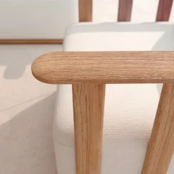 Salon de jardin d'angle en bois teck 6 places Java Ecru
