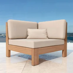 Salon de jardin d'angle en bois d'acacia 7 places 6 pcs Borneo Sable