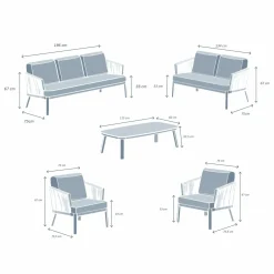 Salon de jardin en aluminium 7 places 5 pcs Amalfi Gris anthracite