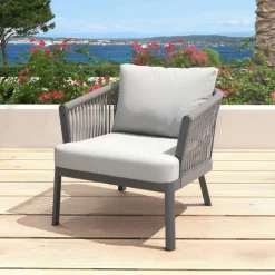 Salon de jardin en aluminium 5 places 4 pcs Amalfi Gris anthracite et gris clair