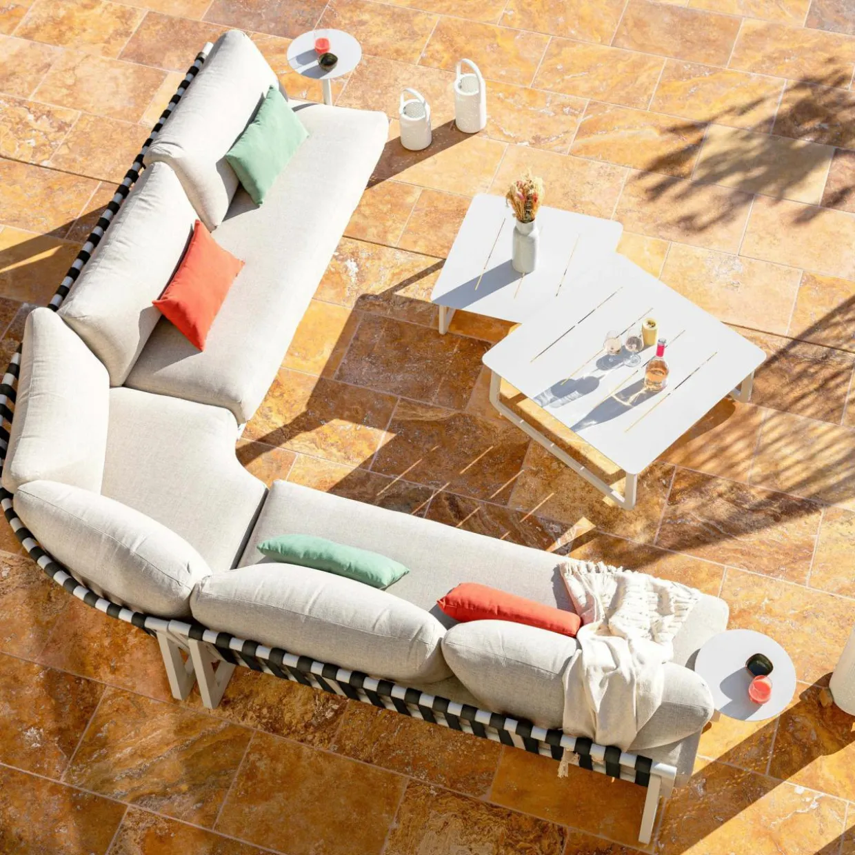 Salon de jardin en aluminium 7 places Long Beach Blanc