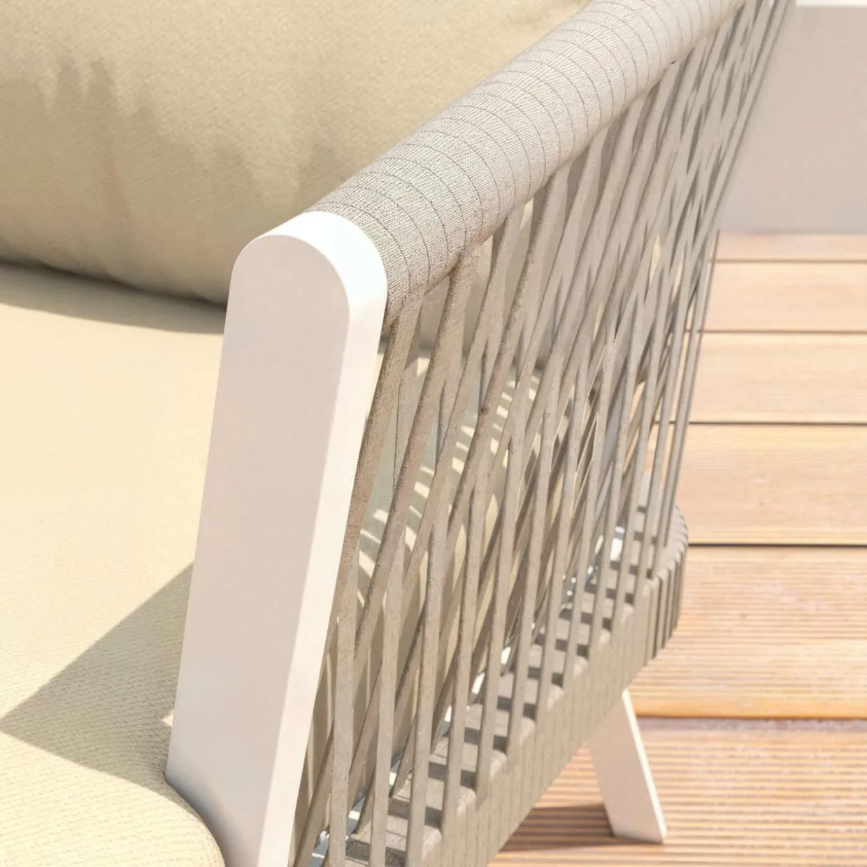 Salon de jardin en aluminium 2 places 3 pcs Amalfi Blanc et beige