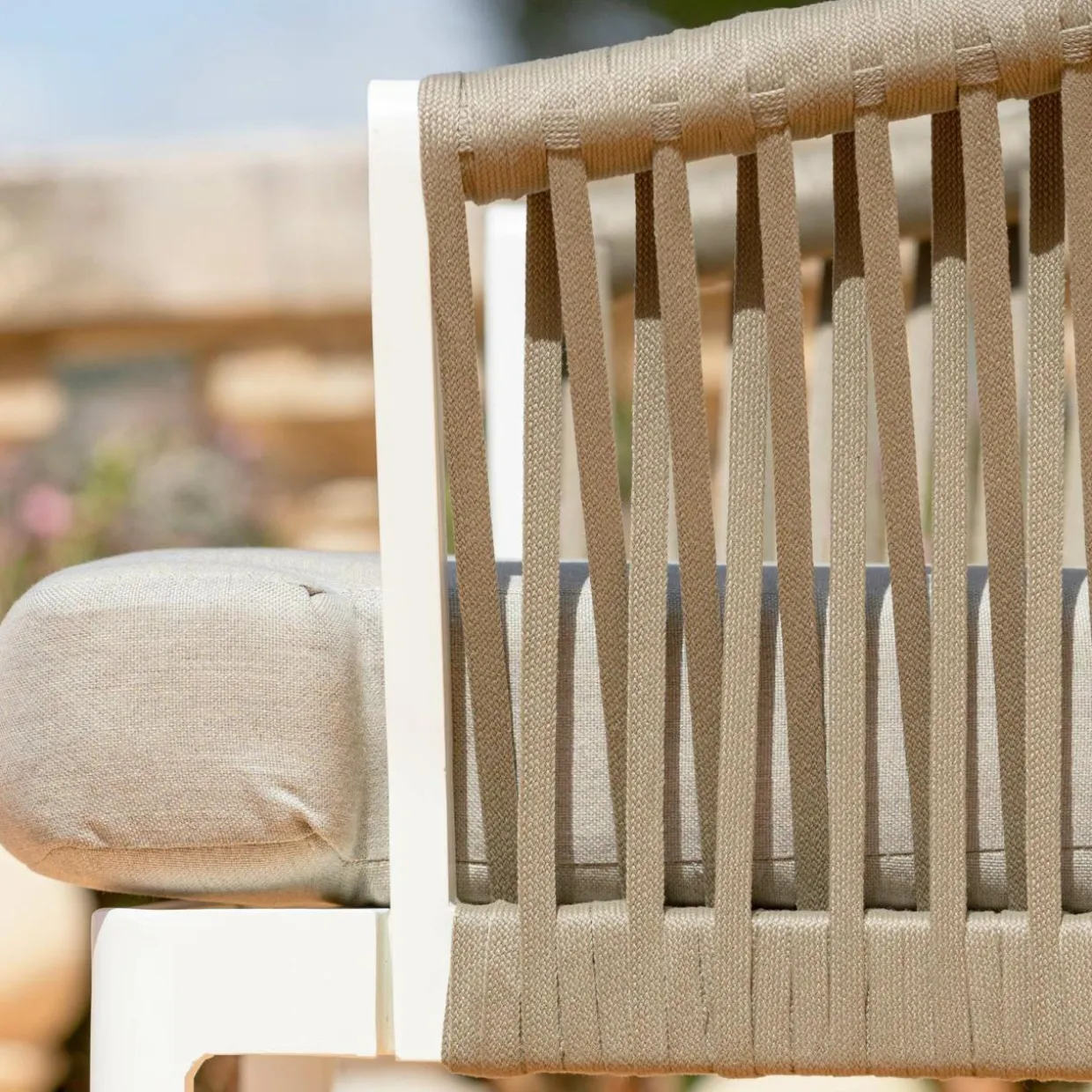 Salon de jardin en aluminium 2 places 3 pcs Amalfi Blanc et taupe