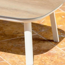 Salon de jardin en aluminium 2 places 3 pcs Amalfi Blanc et taupe