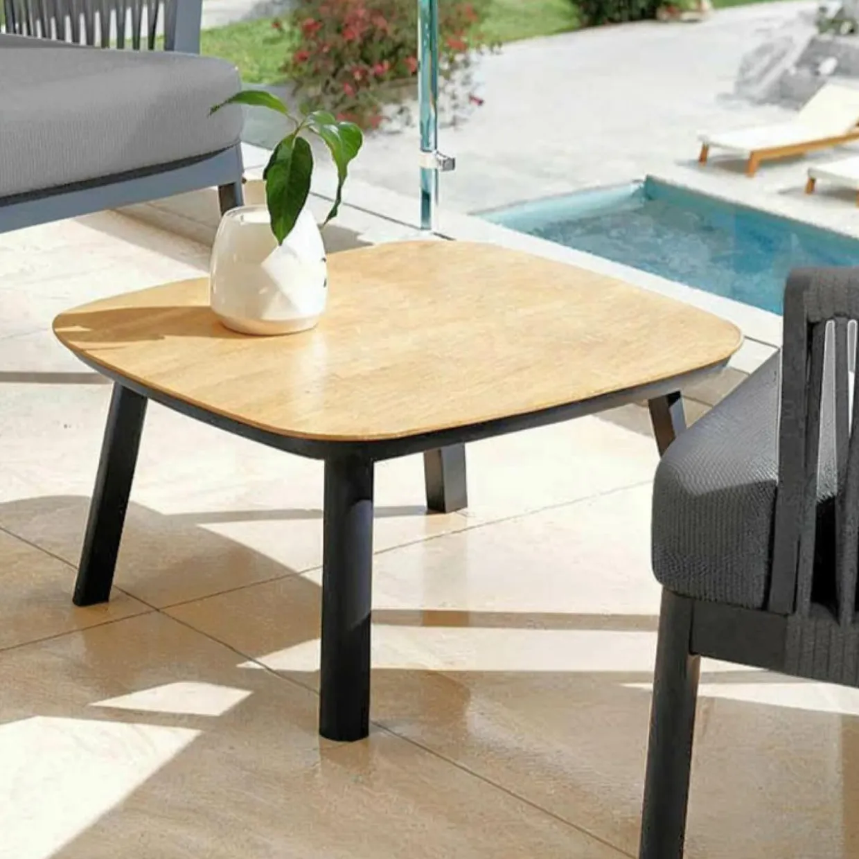 Salon de jardin en aluminium 2 places 3 pcs Amalfi Gris anthracite