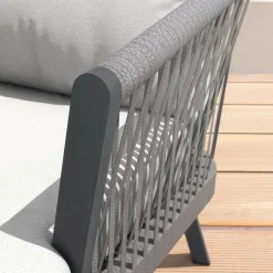 Salon de jardin en aluminium 2 places 3 pcs Amalfi Gris anthracite et gris clair