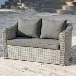 Salon de jardin en résine tressée 4 places 4 pcs Calvi Gris et gris foncé