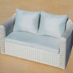 Salon de jardin en résine tressée 7 places 5 pcs Calvi Blanc et gris clair
