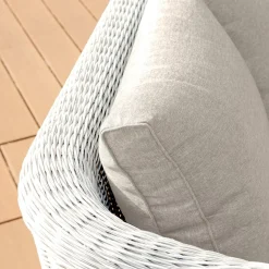 Salon de jardin en résine tressée 4 places 4 pcs Calvi Blanc et taupe