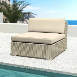 Salon de jardin en résine tressée 4 places 5 pcs Palma Gris et beige